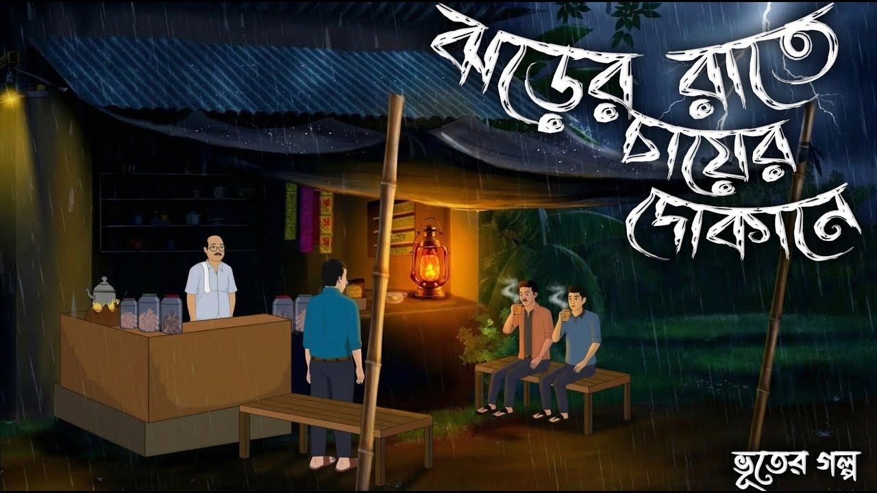 বৃষ্টির রাতে চায়ের আড্ডায় - Bhuter Golpo | Borsar Rater Bhuter Golpo | bhuter cartoon | Voutik An