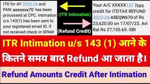 ITR Intimation u/s 143 (1) आने के कितने समय बाद में Income Tax का Refund आता है। Tax Refund