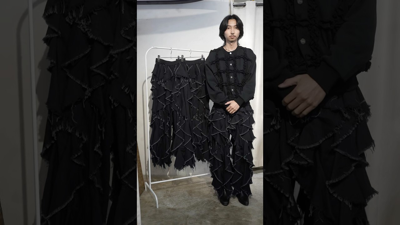 26SS】BELPER LIGHT OZ RUFFLE DENIM PANTS(BLACK) 2412-0826 | IAAAM