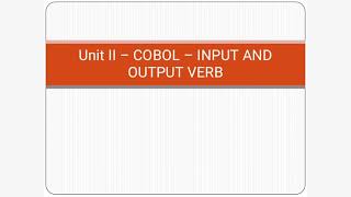COBOL Input and output verb