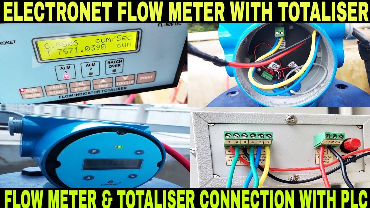 Flow Meter With Totaliser Wiring Flow Meter PLC Connection Ultrasonic Flow Meter
