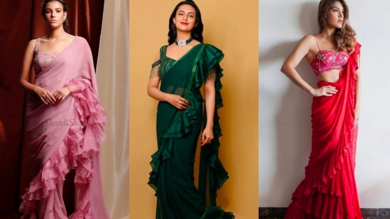 Frill/Ruffle Saree Design Collection | Latest Party Wear Ruffle Saree Design/Ruffle saree party wear