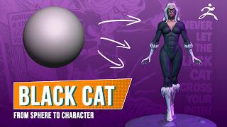 Sculpting Black Cat from Spider-Man | 3h ZBrush Sketch Timelapse