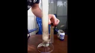2 close up rips of SG sovereignty bong gridded down stem making bubbles with purple lavender OG