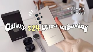 Aesthetic galaxy S24 ultra unboxing 🩶| titanium gray | watch6 classic & buds2 pro unboxing