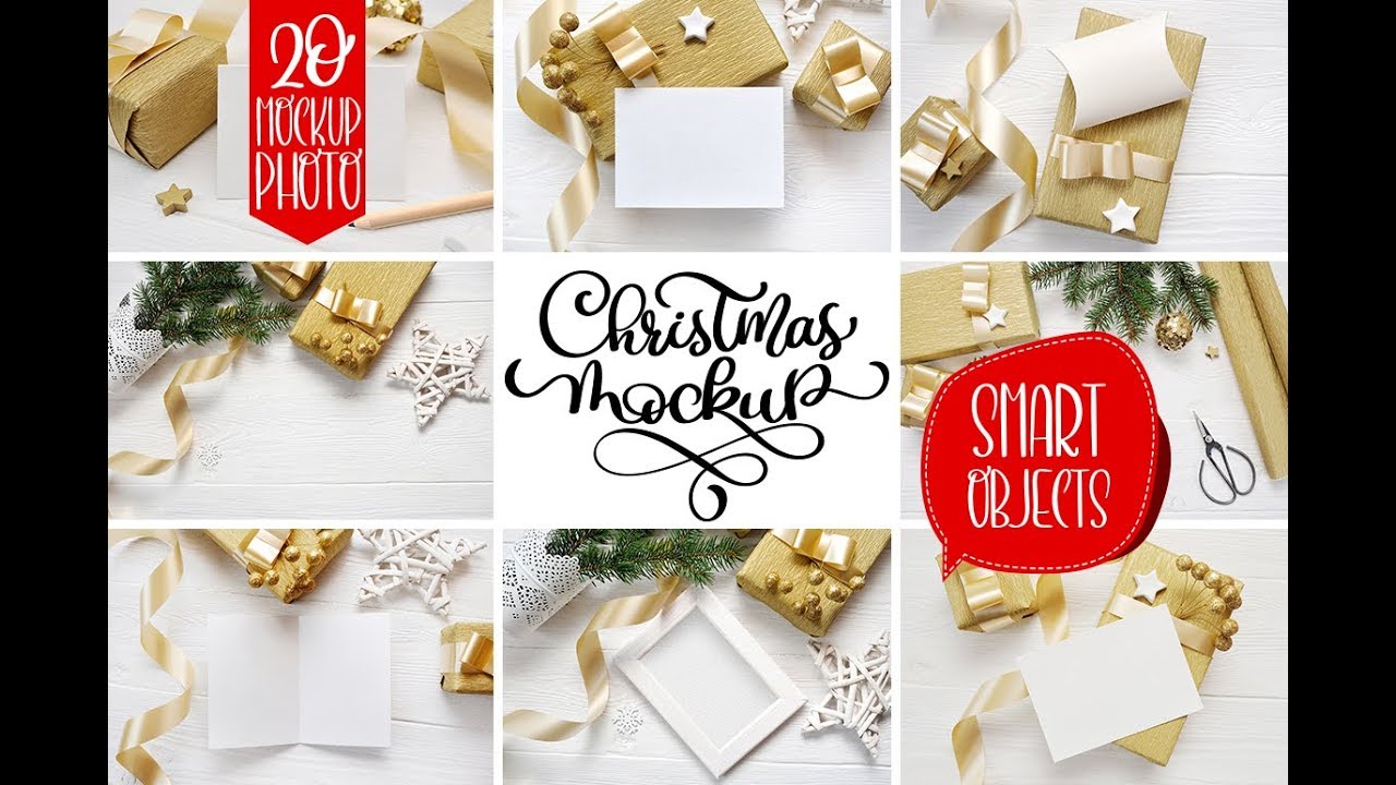 Download Christmas Background Mock Ups With Smart Object In Product Mockups On Yellow Images Creative Store