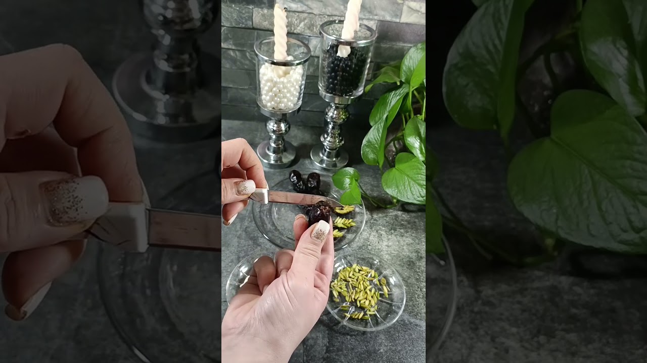 Simple decoration of dates in the form of flowers and leaves