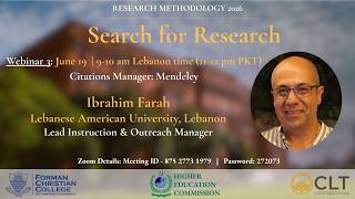 Webinar 3: Citations Manager: Mendeley | Research Methodology 2026