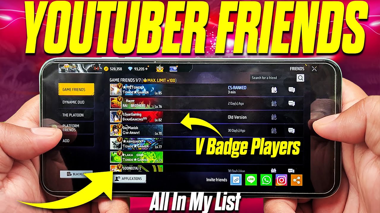 Adding All Famous Free Fire YouTubers ID to My Friend List