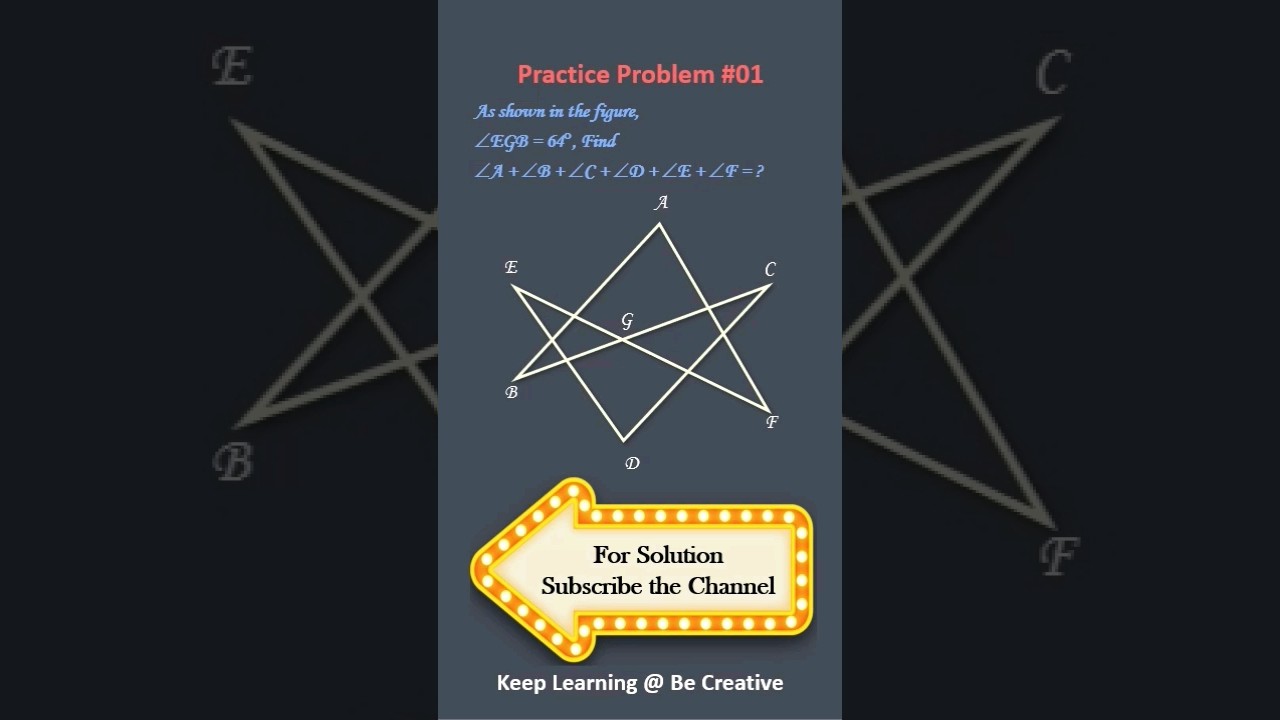 Find the sum of ∠A + ∠B + ∠C + ∠D + ∠E + ∠F  