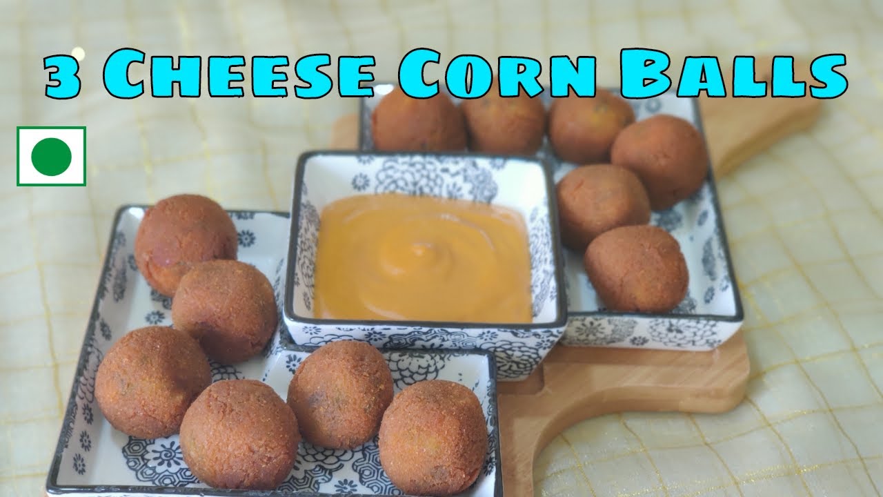Cheese Corn Balls Recipe ! Easy Vegetarian Snacks ! Three cheese Corn