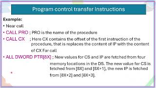 8086 Instruction set   Program control transfer Instructions