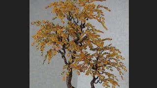 Деревья из бисера. Осеннее дерево МК от Елены Кулик. Autumn tree master class from Elena Kulik.