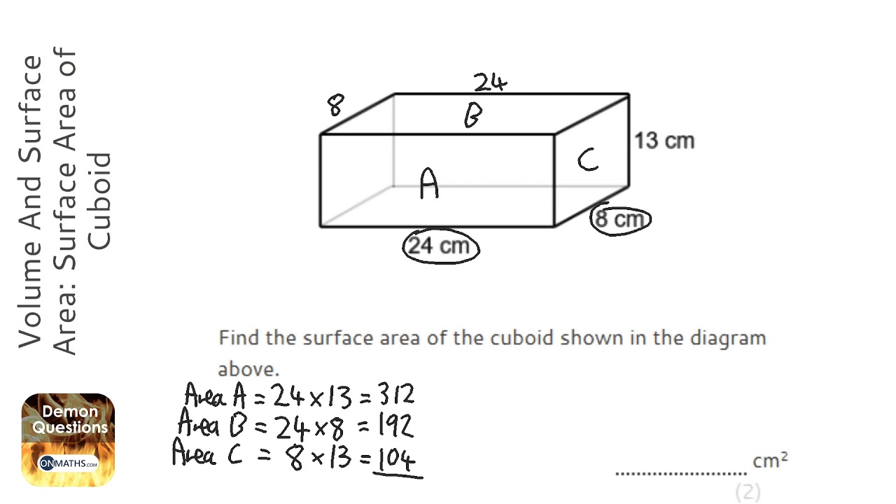 Volume And Surface Area: Surface Area of Cuboid (Grade 27) - OnMaths GCSE  Maths Revision