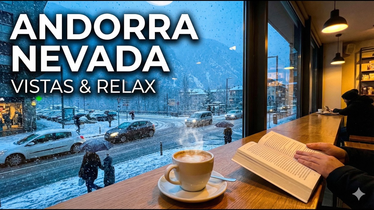 🇦🇩 NEVADA en ANDORRA LA VELLA: Café con Vistas y Sonido Ambiente
