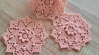 Crochet || Tutorial taplak meja rajutan bunga || motif11