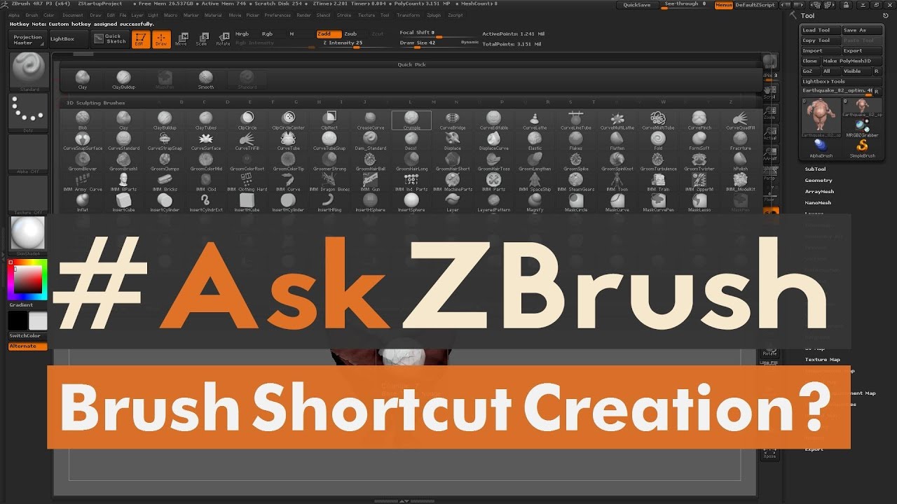 how to set a hot key zbrush 20q8