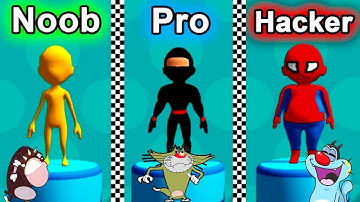 Noob Vs Pro Vs Hacker Fun Race 3D Android iOS Walkthrough Oggy And Jack