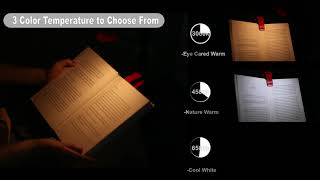 Vekkia/LuminoLite Rechargeable Book Light,3 Colortemperature × 3 Brightness, Up to 70 Hours Lighting