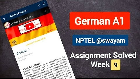 Week 9 NPTEL German A1 Assignment solved Answers  ll Assignment German A1 NPTEL