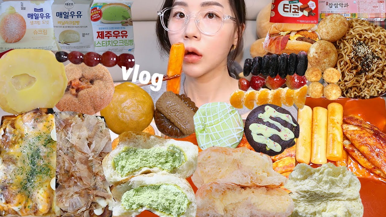 먹방 브이로그) 더워도 살아있는 입맛🍔 맛있는 것만 모음 (불닭+타코야끼, 편의점크림빵, 왕가탕후루, 가래떡떡볶이, 도브러브쿠키, 약과쿠키, 티코+약과, 버거킹 몬스터와퍼)