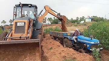 JCB CASE 770 Backhole loading mud in Sonalika tractor video Day-01 || SRIKANTH PS