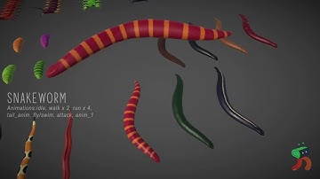 Snakeworms 3d animated character. Made with Maya,Substance painter and Unity #assetstore #lowpoly