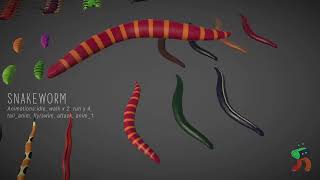 Snakeworms 3d animated character. Made with Maya,Substance painter and Unity #assetstore #lowpoly