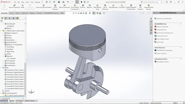 Piston Crank Mechanism in Solidworks