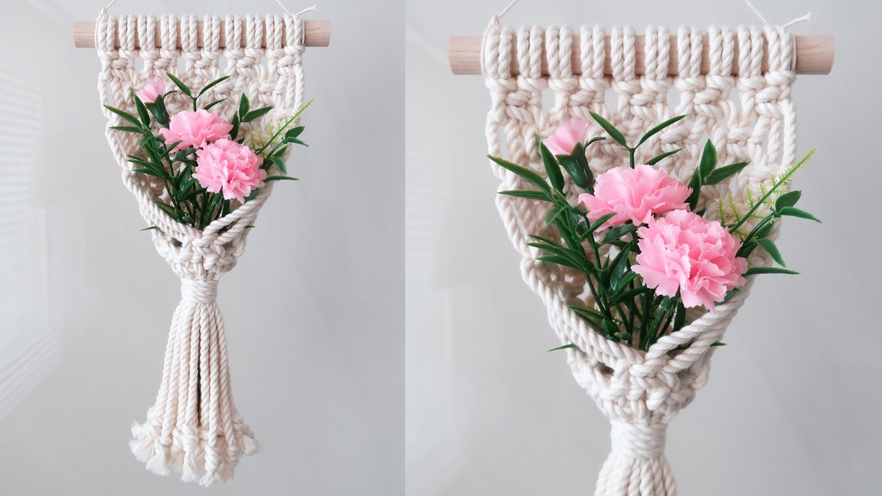 DIY Mini Macrame Wall hanging tutorial / 마크라메 플랜트 행잉 / Mini colgante de pared de macramé