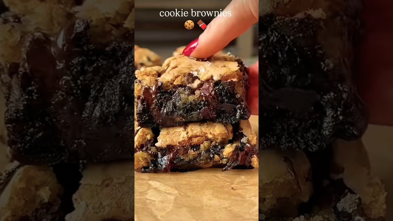 Delicious Gooey cookie dough  brownie #shorts #trending #brownie #recipe #chocolate #food #dessert