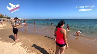 Lisbon,Portugal Beautiful Beach Walk Moments 4K Hdr