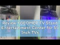 Review YGEOMER TV Stand Entertainment Center for 55 Inch TVs, with Charging Station and Lights Open