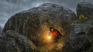 I Found a Strange Cave Inside a Rock to Survive — Caught in a Rainstorm