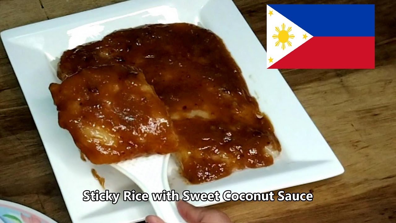 STICKY RICE WITH SWEET COCONUT SAUCE RECIPE YouTube