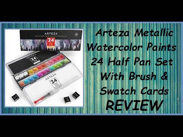 Arteza Metallic Watercolor Paint, Half-Pans - Set of 24