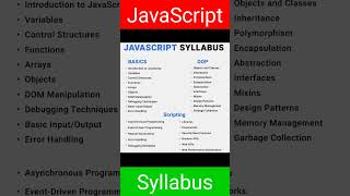 JavaScript Syllabus #javascript #learning #coding #developer #programming