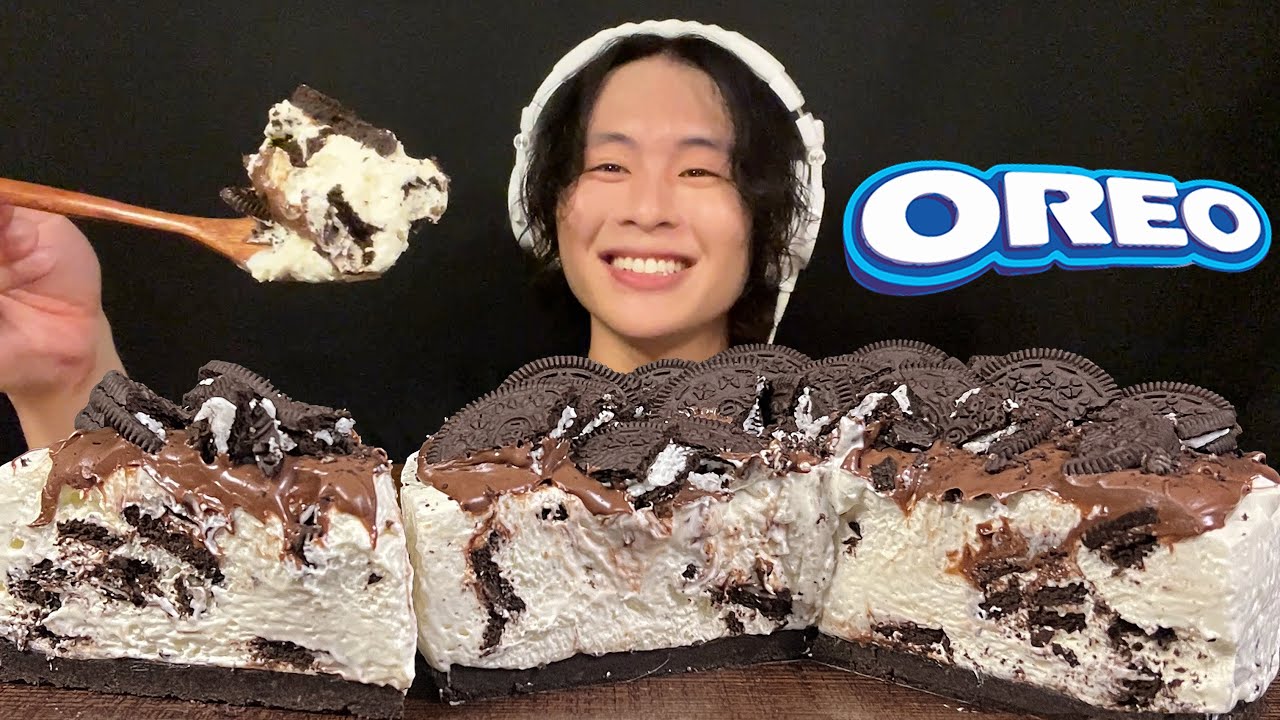 ASMR オレオヌテラチーズケーキというカロリーの塊を作る‼️【咀嚼音/mukbang/Eating Sounds】