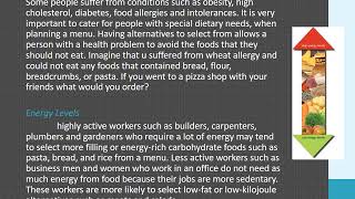 Menu Planning Considerations