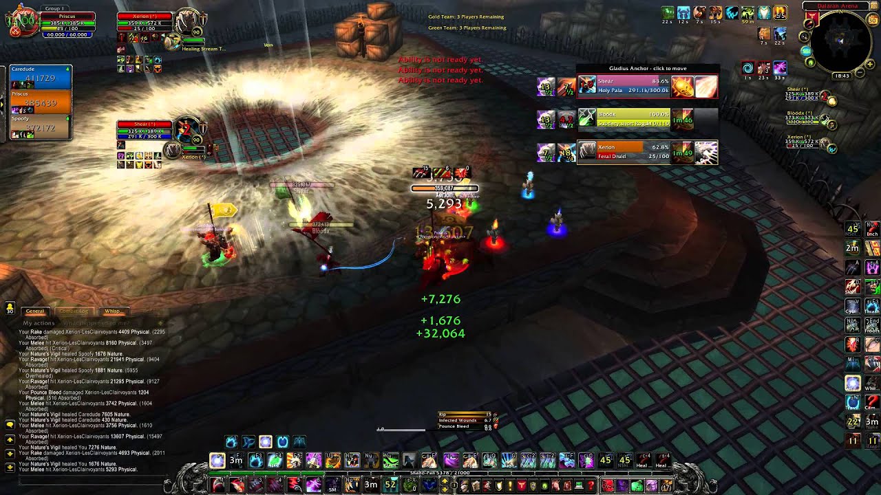 WoW Arena 2400 mmr: Kittycleave vs paladin rogue feral rank 1's!