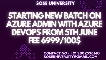 Starting New Batch on Azure Admin with Azure Devops from 5th June 2024 || Contact +91 9902590140