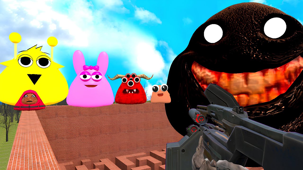 🌀Большая и маленькая семья BOU POU'S.EXE в лабиринте Garry's Mod