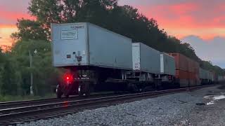 CSX I032-07 NB Intermodal Combo Train NB Arriving & Departing Florence SC
