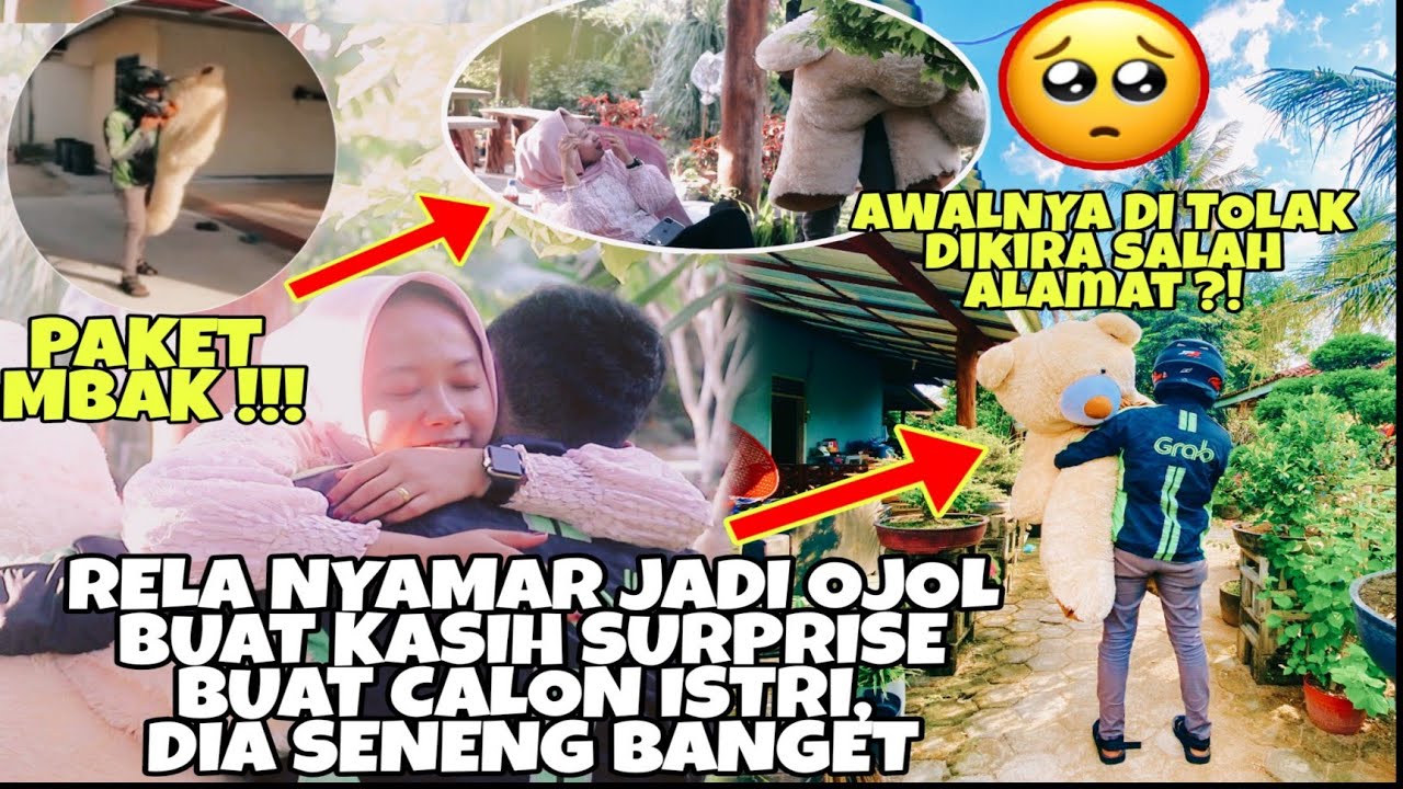 Nyamar Jadi Ojol Kasih Surprise Boneka Besar Ke Calon Istri Bikin Baper