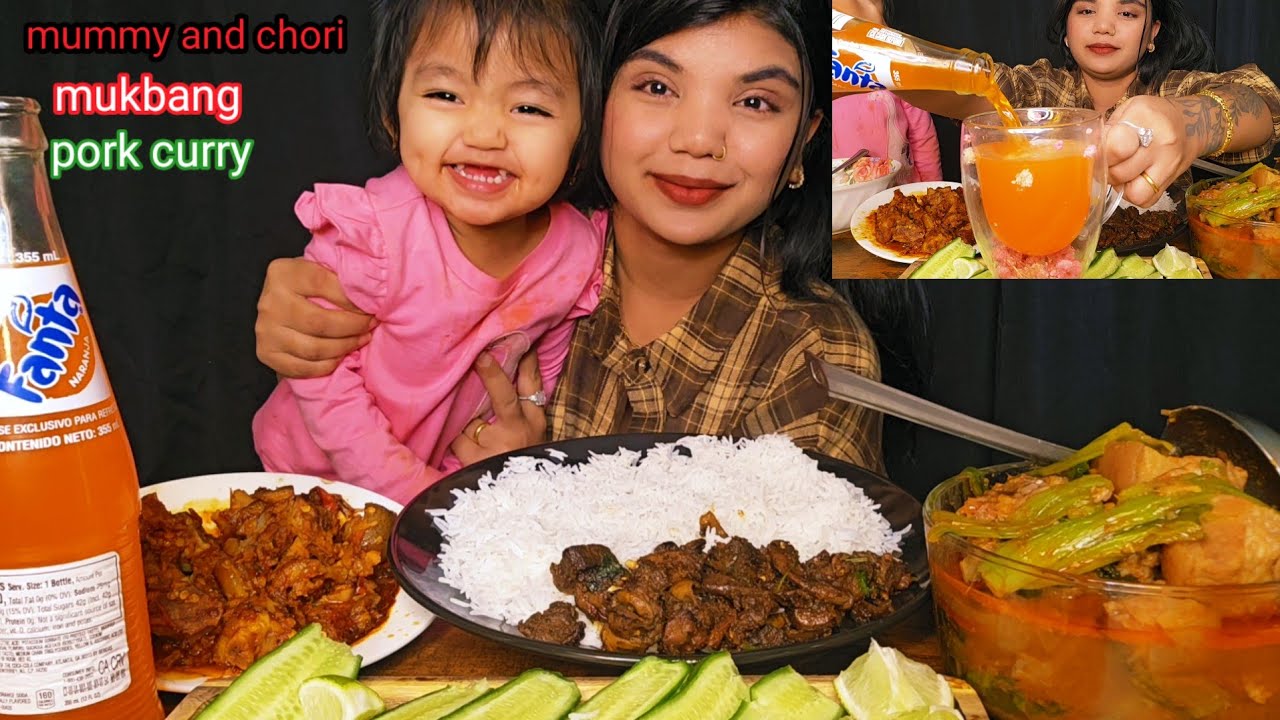 Khasi ko andra bhudi ra pork ra saag and pork khutta ko spicy achar mummy chori mukbang 