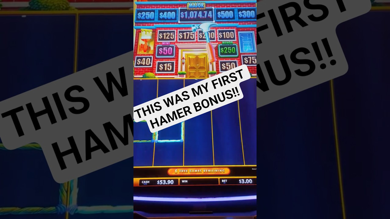Huff N Puff Money Mansion Hammer Bonus on $3.00 bet 
