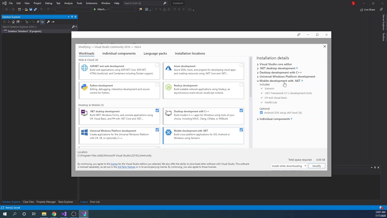 Installing Xamarin in Visual Studio 2019 - YouTube