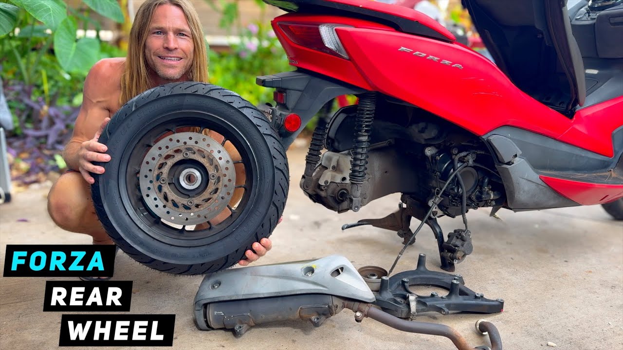 Honda Forza 300 - Rear Wheel Removal / Installation | Mitch's Scooter Stuff