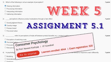 Consumer Psychology Week 5 Assignment Answers || Assignment 5.1 || NPTEL || Aug 2025