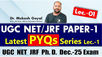 UGC NET/JRF Paper 1 | Most Expected PYQs | Boost Your Score | Dr. Mukesh Goyal